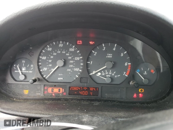 2000 BMW 3 Series 323Ci with VIN WBABM3341YJN62022, listed as a Copart auction lot 53943414 with 208,047 mi miles and Salvage Title. Bid and sale history available at DreamBid. Image 9.