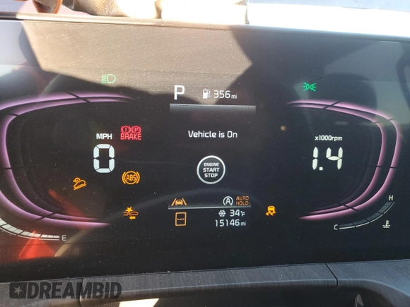 2024 Kia Telluride EX with VIN 5XYP34GC5RG482310, listed as a Copart auction lot 87464404 with 15,146 mi miles and Salvage Title. Bid and sale history available at DreamBid. Image 9.