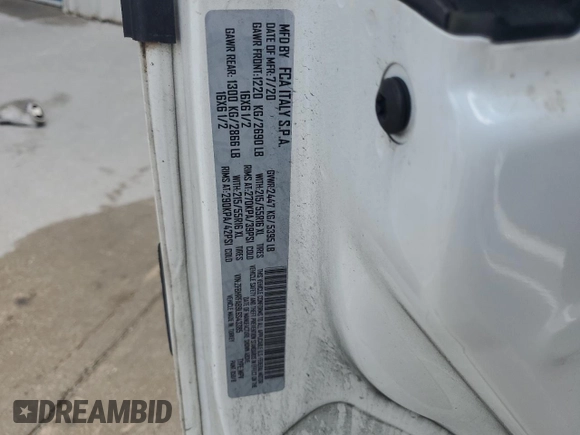 2020 Ram ProMaster City Cargo Tradesman with VIN ZFBHRFAB9L6S43385, listed as a Copart auction lot 55288925 with 221,483 mi miles and Clean title. Bid and sale history available at DreamBid. Image 13.