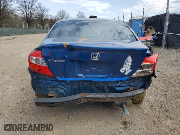 2012 Honda Civic EX-L with VIN 19XFB2F98CE363440, listed as a Copart auction lot 47724625 with 138,364 mi miles and Salvage Title. Bid and sale history available at DreamBid. Image 6.