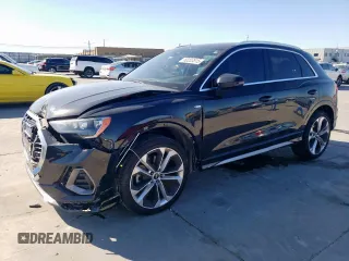 2021 Audi Q3 S line Premium with VIN WA1DECF36M1014758, listed as a Copart auction lot 50203515 with 59,589 mi miles and Salvage Title. Bid and sale history available at carsss.com. Image 1.