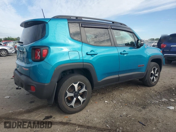 2021 Jeep Renegade Trailhawk z VIN ZACNJDC10MPN36104, wystawiony jako Copart lot #56463785 z przebiegiem 36 114 mil mil oraz Szkoda całkowita • Salvage title. Historia ofert i sprzedaży dostępna na DreamBid. Obrazek 3.