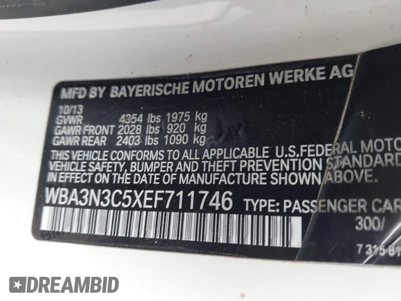 2014 BMW 4 Series 428i z VIN WBA3N3C5XEF711746, wystawiony jako IAAI lot #42215565 z przebiegiem 113 941 mil mil oraz . Historia ofert i sprzedaży dostępna na DreamBid. Obrazek 9.