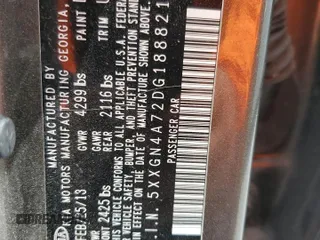 2013 Kia Optima EX z VIN 5XXGN4A72DG188821, wystawiony jako Copart lot #65546495 z przebiegiem 187 286 mil mil oraz Szkoda całkowita • Salvage title. Historia ofert i sprzedaży dostępna na DreamBid. Obrazek 12.