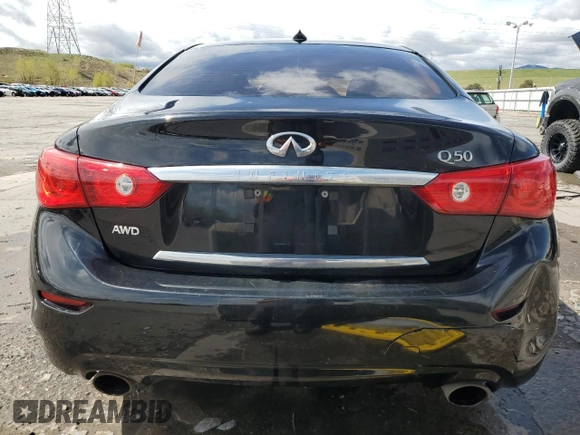 2014 Infiniti Q50 Sport with VIN JN1BV7AR2EM700296, listed as a Copart auction lot 55527025 with 142,878 mi miles and Salvage title. Bid and sale history available at DreamBid. Image 6.