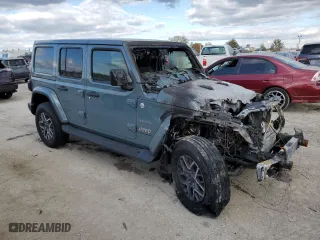 2024 Jeep Wrangler Sahara with VIN 1C4PJXEG1RW267927, listed as a Copart auction lot 75249564 with 0 mi miles and Salvage Title. Bid and sale history available at carsss.com. Image 4.
