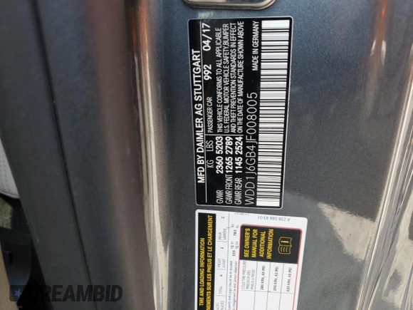 2018 Mercedes-Benz E 400 with VIN WDD1J6GB4JF008005, listed as a Copart auction lot 60060775 with Not provided miles and Salvage title. Bid and sale history available at DreamBid. Image 12.