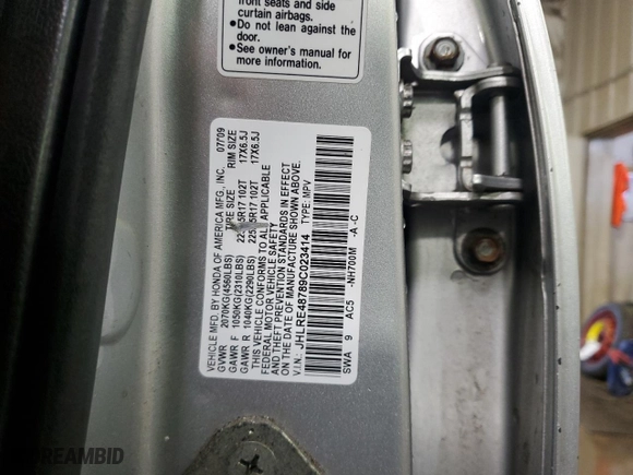 2009 Honda CR-V EX-L with VIN JHLRE48789C023414, listed as a Copart auction lot 49920395 with 144,157 mi miles and Salvage Title. Bid and sale history available at carsss.com. Image 12.