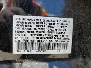2014 Acura ILX с VIN 19VDE1F39EE000967, выставлен на аукционе Copart как лот 65957325 с пробегом 93 852 миль миль и Списание • Salvage title. История ставок и продаж доступна на DreamBid. Изображение 12.