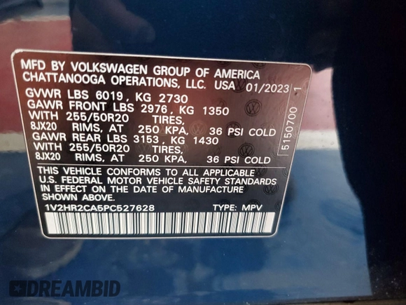 2023 Volkswagen Atlas SE z VIN 1V2HR2CA5PC527628, wystawiony jako IAAI lot #42569146 z przebiegiem 27 424 mil mil oraz . Historia ofert i sprzedaży dostępna na DreamBid. Obrazek 2.