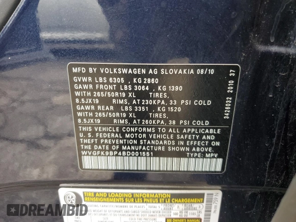 2011 Volkswagen Touareg Lux z VIN WVGFK9BP4BD001551, wystawiony jako Copart lot #58743065 z przebiegiem 142 661 mil mil oraz Szkoda całkowita • Salvage title. Historia ofert i sprzedaży dostępna na DreamBid. Obrazek 13.