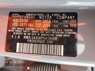 2023 Hyundai Elantra SEL with VIN KMHLS4AG6PU418488, listed as a Copart auction lot 48909984 with 10,249 mi miles and Salvage Title. Bid and sale history available at DreamBid. Image 14.
