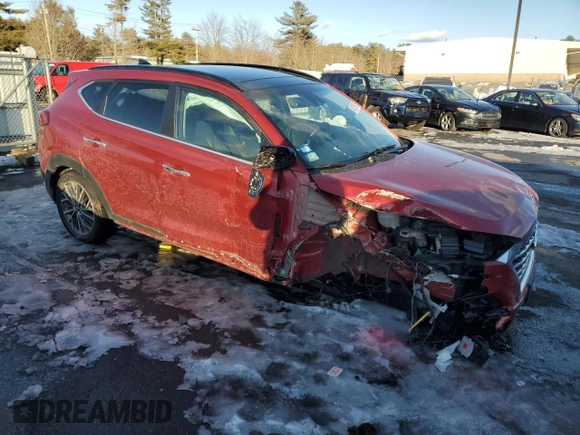 2021 Hyundai Tucson Ultimate with VIN KM8J3CAL8MU371746, listed as a Copart auction lot 45215515 with 43,713 mi miles and Salvage title. Bid and sale history available at DreamBid. Image 4.