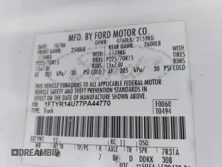 2007 Ford Ranger XL with VIN 1FTYR14U77PA44770, listed as a IAAI auction lot 41706699 with 202,840 mi miles. Bid and sale history available at carsss.com. Image 9.
