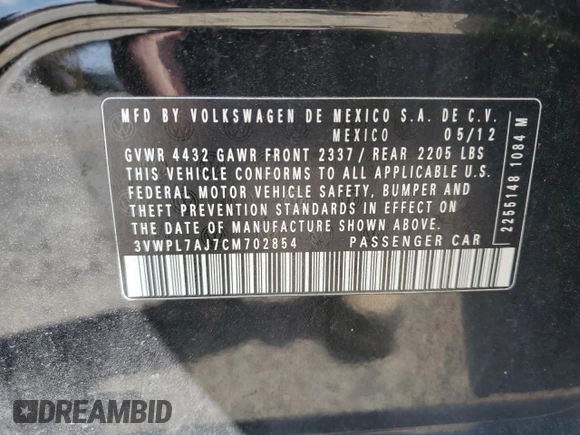 2012 Volkswagen Jetta SportWagen TDI with VIN 3VWPL7AJ7CM702854, listed as a Copart auction lot 72879404 with 251,508 mi miles and Salvage Title. Bid and sale history available at carsss.com. Image 15.