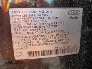 2013 Audi Q7 S line Prestige with VIN WA1DGAFE4DD001201, listed as a Copart auction lot 54495105 with 145,557 mi miles and Clean title. Bid and sale history available at DreamBid. Image 13.