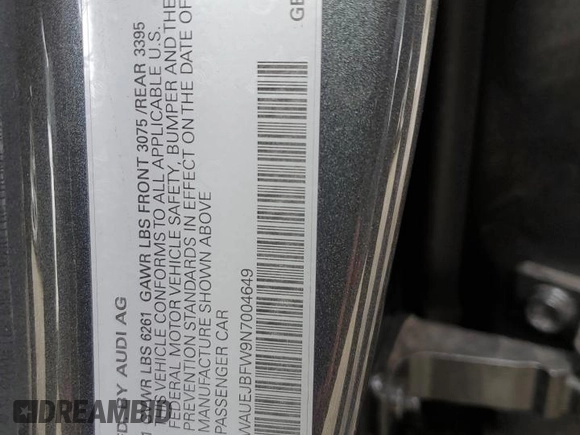 2022 Audi e-tron GT Prestige z VIN WAUEJBFW9N7004649, wystawiony jako Copart lot #45607895 z przebiegiem 29 616 mil mil oraz Szkody całkowita. Historia ofert i sprzedaży dostępna na DreamBid. Obrazek 12.