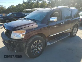 2015 Nissan Armada Platinum z VIN 5N1BA0NF2FN602165, wystawiony jako Copart lot #81283414 z przebiegiem Nie podano mil oraz Szkoda całkowita • Salvage title. Historia ofert i sprzedaży dostępna na DreamBid. Obrazek 1.