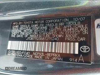 2008 Toyota Yaris with VIN JTDBT923681215240, listed as a IAAI auction lot 42183335 with 214,008 mi miles. Bid and sale history available at carsss.com. Image 9.
