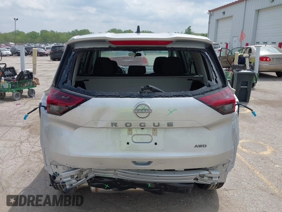 2025 Nissan Rogue S with VIN 5N1BT3AB4SC834268, listed as a IAAI auction lot 42273657 with 1,499 mi miles and . Bid and sale history available at DreamBid. Image 16.