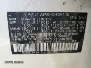2023 Subaru Outback Wilderness with VIN 4S4BTGUDXP3111827, listed as a Copart auction lot 48702075 with 52,628 mi miles and Salvage title. Bid and sale history available at DreamBid. Image 13.