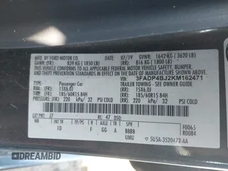 2019 Ford Fiesta SE with VIN 3FADP4BJ2KM162471, listed as a IAAI auction lot 41893871 with 109,490 mi miles. Bid and sale history available at carsss.com. Image 9.