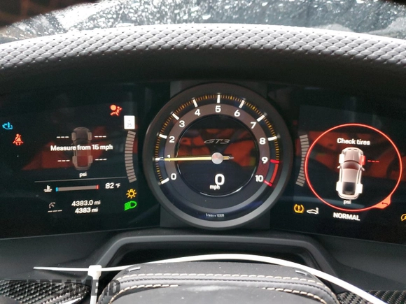 2023 Porsche 911 GT3 with VIN WP0AC2A94PS270884, listed as a Copart auction lot 80861614 with 43,830 mi miles and Salvage Title. Bid and sale history available at carsss.com. Image 9.