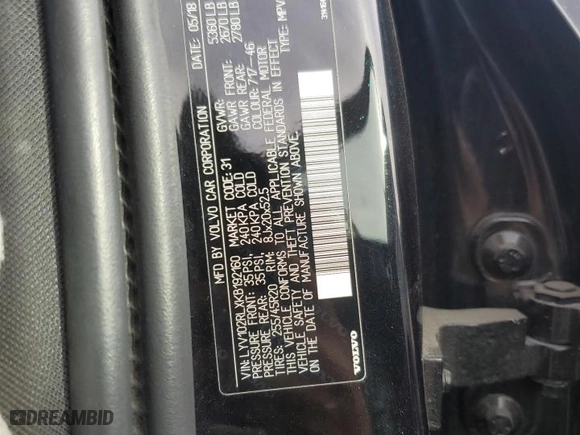 2019 Volvo XC60 Inscription with VIN LYV102RLXKB192160, listed as a Copart auction lot 81059484 with 69,245 mi miles and Salvage Title. Bid and sale history available at carsss.com. Image 13.