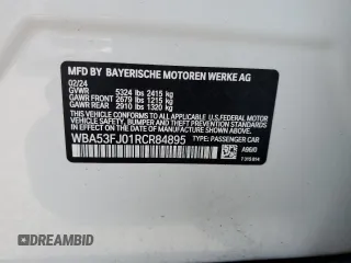 2024 BMW 5 Series 530i xDrive with VIN WBA53FJ01RCR84895, listed as a Copart auction lot 41431275 with 0 mi miles and Salvage Title. Bid and sale history available at carsss.com. Image 14.