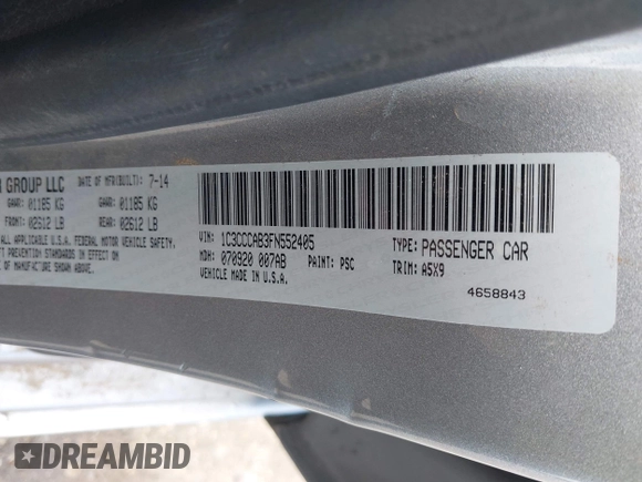 2015 Chrysler 200 Limited with VIN 1C3CCCAB3FN552405, listed as a IAAI auction lot 42153887 with 143,242 mi miles and . Bid and sale history available at DreamBid. Image 9.