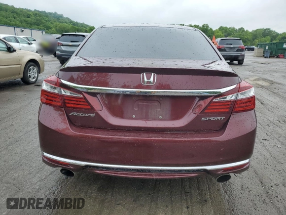 2016 Honda Accord Sport with VIN 1HGCR2F55GA021501, listed as a Copart auction lot 57468795 with 82,613 mi miles and Salvage title. Bid and sale history available at DreamBid. Image 6.
