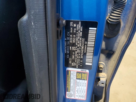 2021 Kia Rio S with VIN 3KPA24ADXME422202, listed as a Copart auction lot 85538434 with 99,138 mi miles and Salvage Title. Bid and sale history available at DreamBid. Image 12.