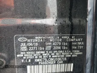 2019 Hyundai Ioniq SEL with VIN KMHC75LC8KU106716, listed as a Copart auction lot 53652815 with 49,948 mi miles and Salvage Title. Bid and sale history available at DreamBid. Image 12.