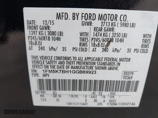 2016 Ford Explorer with VIN 1FM5K7BH1GGB69923, listed as a IAAI auction lot 42018071 with 198,246 mi miles. Bid and sale history available at carsss.com. Image 9.
