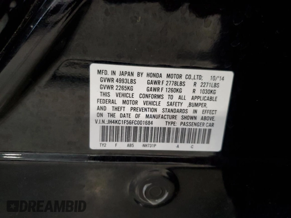 2015 Acura RLX Technology с VIN JH4KC1F56FC001684, выставлен на аукционе Copart как лот 55322765 с пробегом 106 880 миль миль и Чистый • Clean title. История ставок и продаж доступна на DreamBid. Изображение 12.