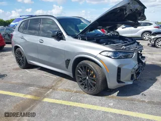 2025 BMW X5 M60i with VIN 5UX33EU03S9X62019, listed as a IAAI auction lot 41623189 with 5,749 mi miles. Bid and sale history available at carsss.com. Image 1.