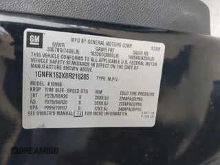 2008 Chevrolet Suburban LTZ with VIN 1GNFK163X8R216285, listed as a IAAI auction lot 41726057 with 1 mi miles. Bid and sale history available at carsss.com. Image 9.