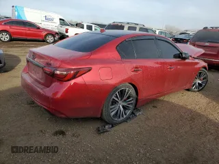 2020 Infiniti Q50 Red Sport 400 with VIN JN1FV7AR5LM660021, listed as a Copart auction lot 84025314 with 69,032 mi miles and Salvage Title. Bid and sale history available at carsss.com. Image 3.