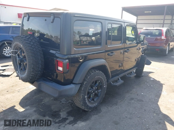 2021 Jeep Wrangler Unlimited Sport S with VIN 1C4HJXDN6MW812565, listed as a IAAI auction lot 41506140 with 27,273 mi miles and . Bid and sale history available at DreamBid. Image 4.