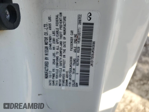 2018 Infiniti Q60 Luxe with VIN JN1EV7EK8JM340696, listed as a Copart auction lot 52930295 with 111,375 mi miles and Salvage Title. Bid and sale history available at carsss.com. Image 12.