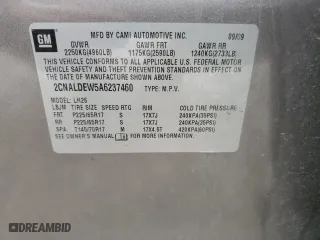 2010 Chevrolet Equinox LT w/1LT with VIN 2CNALDEW5A6237460, listed as a Copart auction lot 54101745 with 156,510 mi miles and Salvage Title. Bid and sale history available at carsss.com. Image 13.