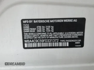 2015 BMW 4 Series 428i xDrive with VIN WBA4C9C59FD331372, listed as a Copart auction lot 58628665 with 81,245 mi miles and Salvage title. Bid and sale history available at DreamBid. Image 12.