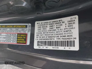 2013 Honda Civic Si z VIN 2HGFG4A5XDH700716, wystawiony jako IAAI lot #41875729 z przebiegiem Nie podano mil oraz . Historia ofert i sprzedaży dostępna na DreamBid. Obrazek 9.