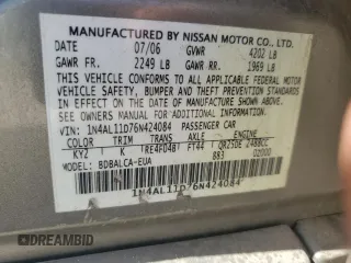 2006 Nissan Altima S with VIN 1N4AL11D76N424084, listed as a Copart auction lot 56561725 with 167,752 mi miles and Salvage title. Bid and sale history available at DreamBid. Image 12.