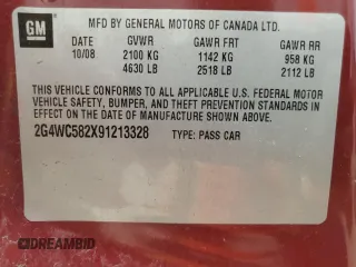 2009 Buick LaCrosse CX with VIN 2G4WC582X91213328, listed as a Copart auction lot 48636535 with 190,457 mi miles and Clean Title. Bid and sale history available at carsss.com. Image 12.