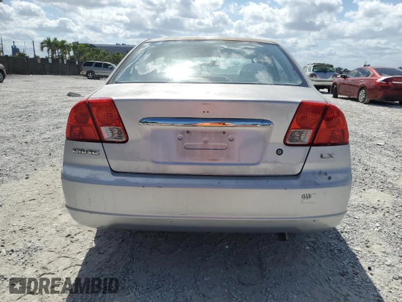 2003 Honda Civic LX with VIN 2HGES16563H568571, listed as a Copart auction lot 53802225 with 0 mi miles and Salvage Title. Bid and sale history available at carsss.com. Image 6.
