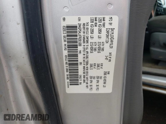2007 Chrysler Town & Country LWB Touring with VIN 2A4GP54L07R281688, listed as a Copart auction lot 89054885 with 222,047 mi miles and Non Repairable. Bid and sale history available at carsss.com. Image 15.