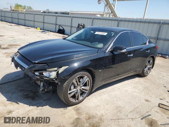 2014 Infiniti Q50 Premium with VIN JN1BV7AR8EM686789, listed as a Copart auction lot 53973905 with 130,695 mi miles and Salvage title. Bid and sale history available at DreamBid. Image 1.