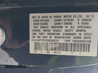2013 Acura TSX Technology z VIN JH4CU2F62DC009228, wystawiony jako IAAI lot #42014323 z przebiegiem Nie podano mil oraz . Historia ofert i sprzedaży dostępna na DreamBid. Obrazek 9.