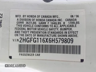 2006 Honda Civic Cpe LX with VIN 2HGFG116X6H579809, listed as a IAAI auction lot 41096293 with 1 mi miles. Bid and sale history available at carsss.com. Image 9.